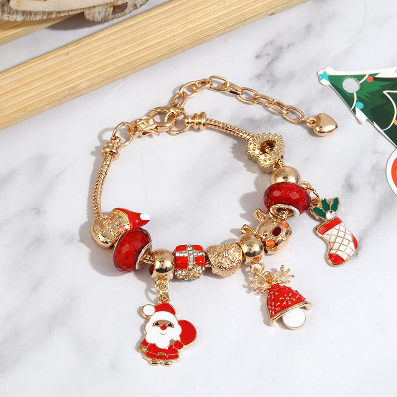 Crystal Charm Beaded Bracelet ✨ Kids’ & Girls’ Halloween Jewelry – Fun Snake Bone Design