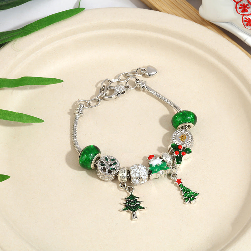 Crystal Charm Beaded Bracelet ✨ Kids’ & Girls’ Halloween Jewelry – Fun Snake Bone Design
