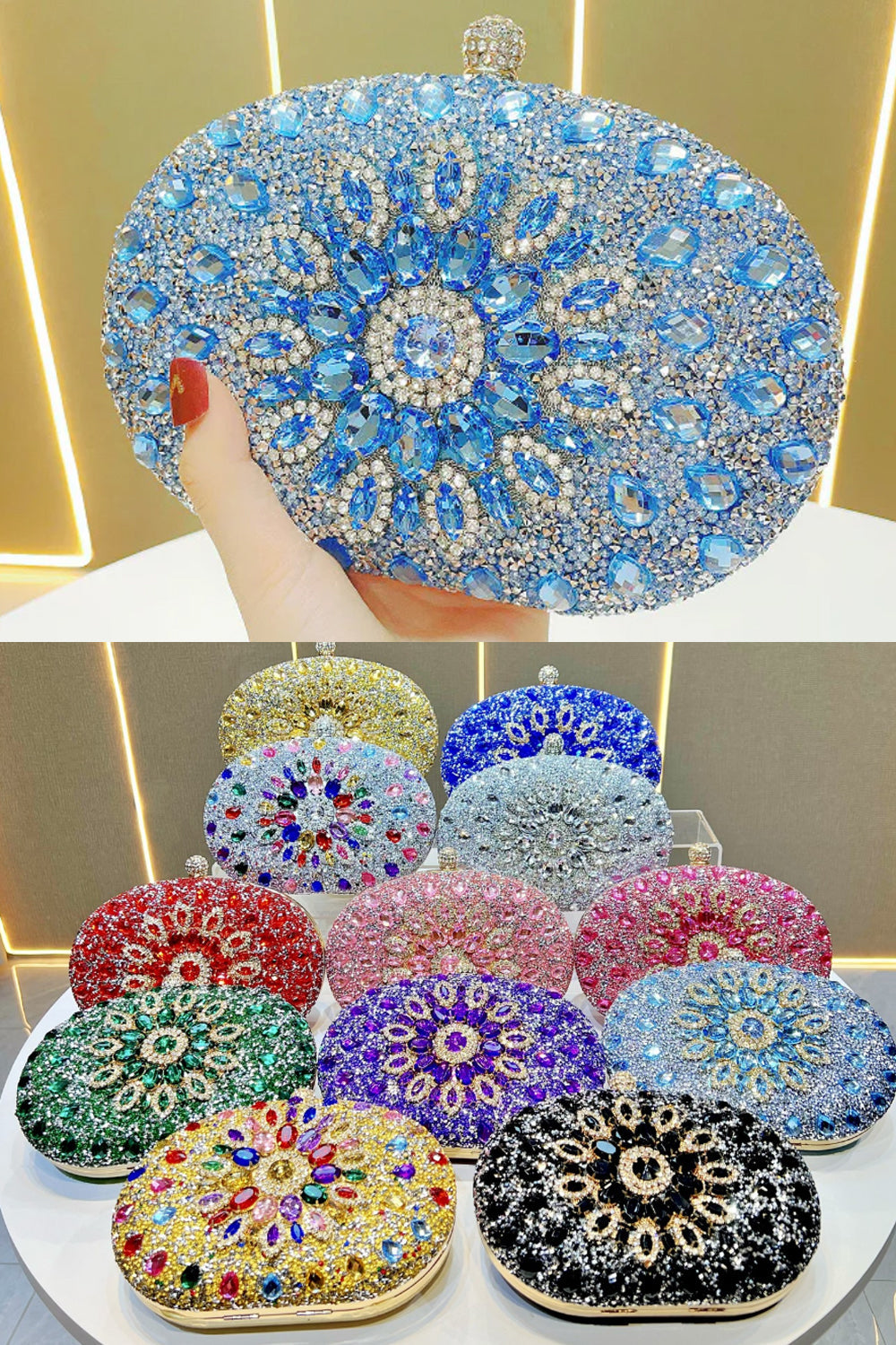 Luxury Rhinestone Evening Clutch for Women – Sparkling Wedding & Party Handbag