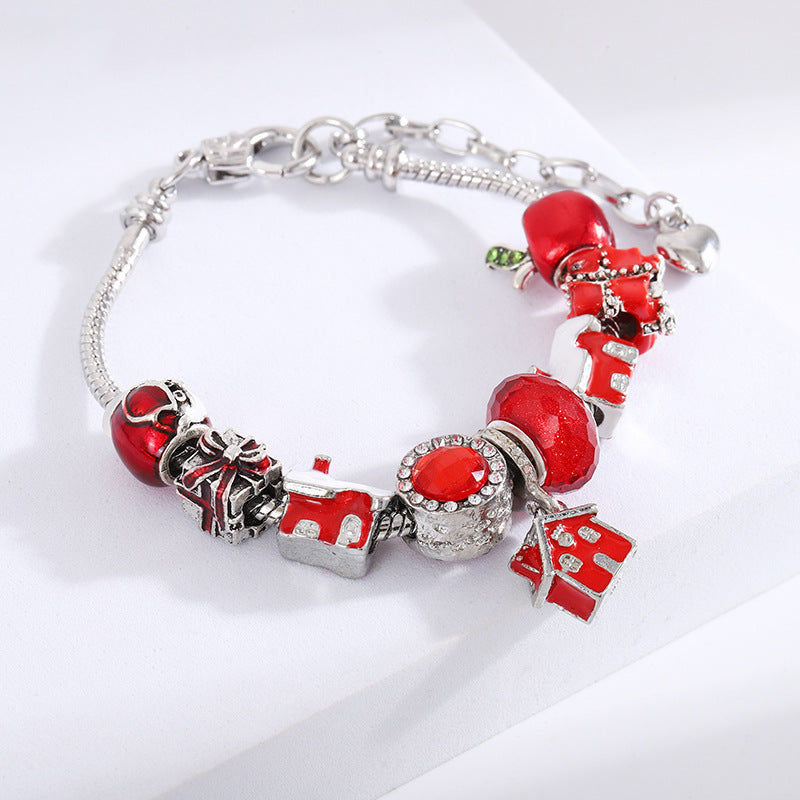 Crystal Charm Beaded Bracelet ✨ Kids’ & Girls’ Halloween Jewelry – Fun Snake Bone Design