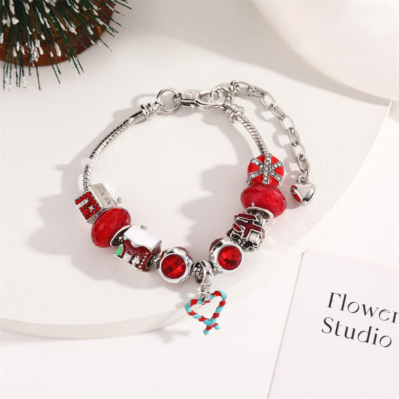 Crystal Charm Beaded Bracelet ✨ Kids’ & Girls’ Halloween Jewelry – Fun Snake Bone Design