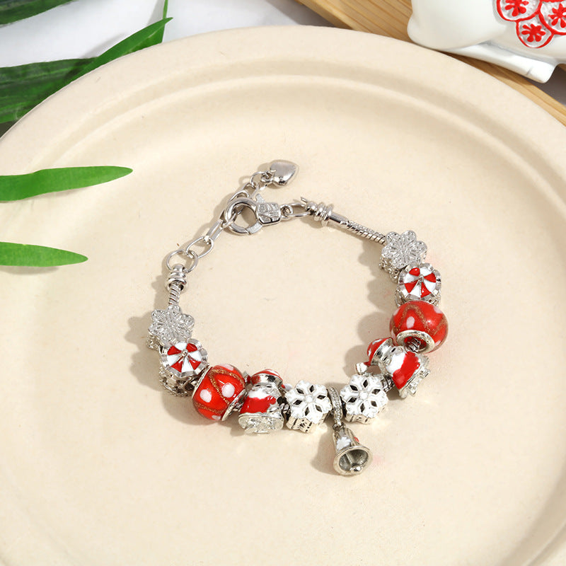 Crystal Charm Beaded Bracelet ✨ Kids’ & Girls’ Halloween Jewelry – Fun Snake Bone Design