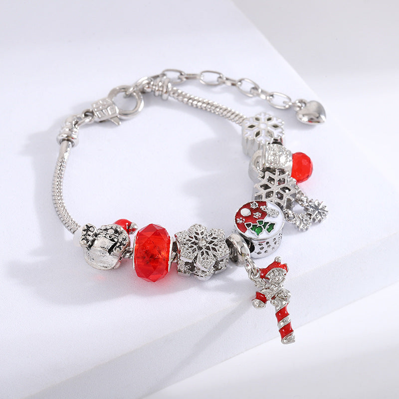 Crystal Charm Beaded Bracelet ✨ Kids’ & Girls’ Halloween Jewelry – Fun Snake Bone Design