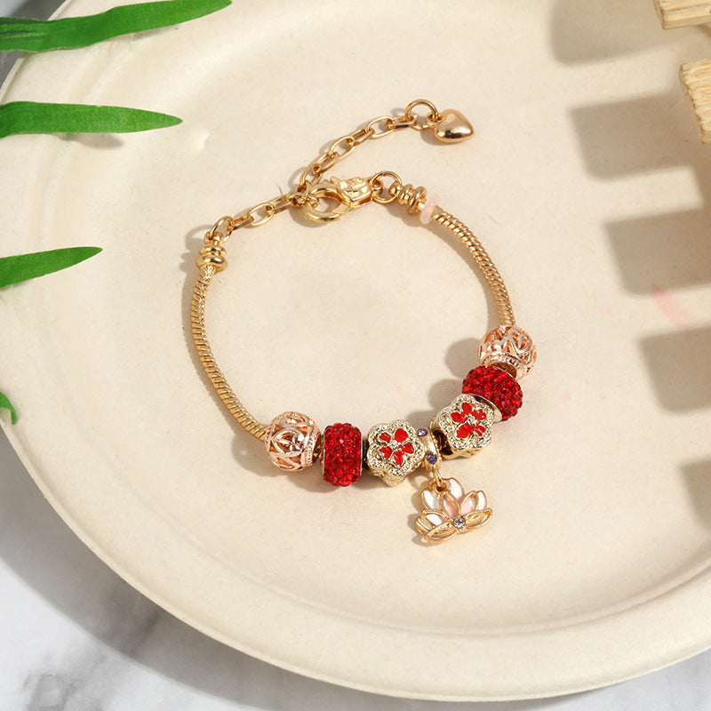 Crystal Charm Beaded Bracelet ✨ Kids’ & Girls’ Halloween Jewelry – Fun Snake Bone Design