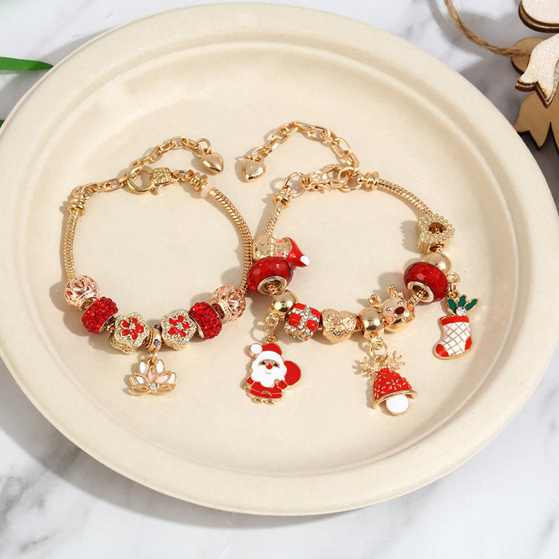 Crystal Charm Beaded Bracelet ✨ Kids’ & Girls’ Halloween Jewelry – Fun Snake Bone Design