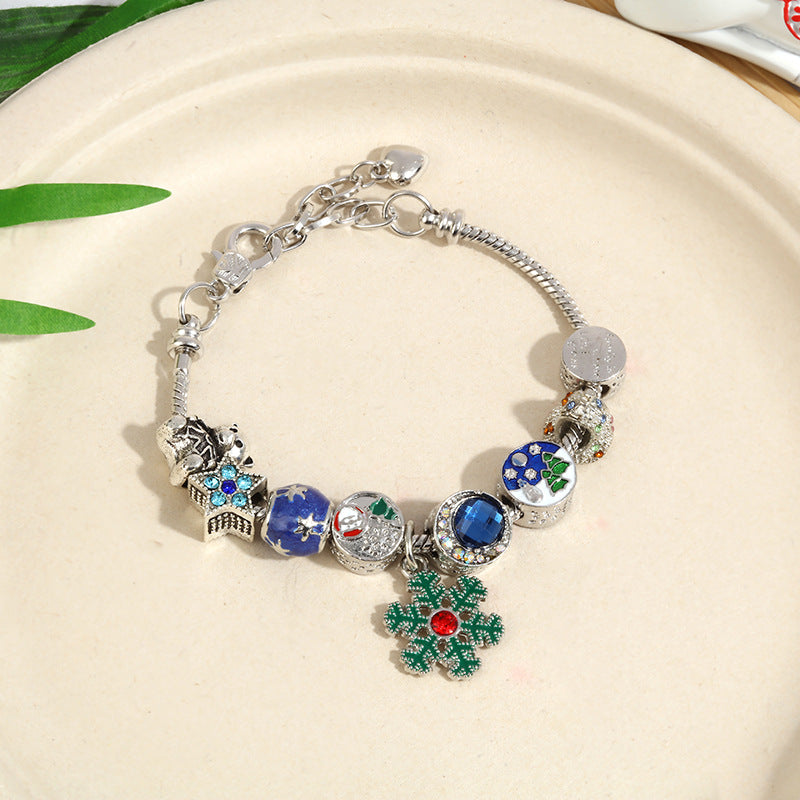 Crystal Charm Beaded Bracelet ✨ Kids’ & Girls’ Halloween Jewelry – Fun Snake Bone Design