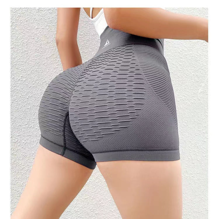 Sculpt & Shape Women’s High-Waist Gym Shorts – Grid Print Yoga & Fitness Activewear