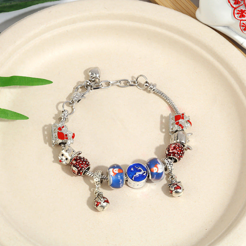 Crystal Charm Beaded Bracelet ✨ Kids’ & Girls’ Halloween Jewelry – Fun Snake Bone Design