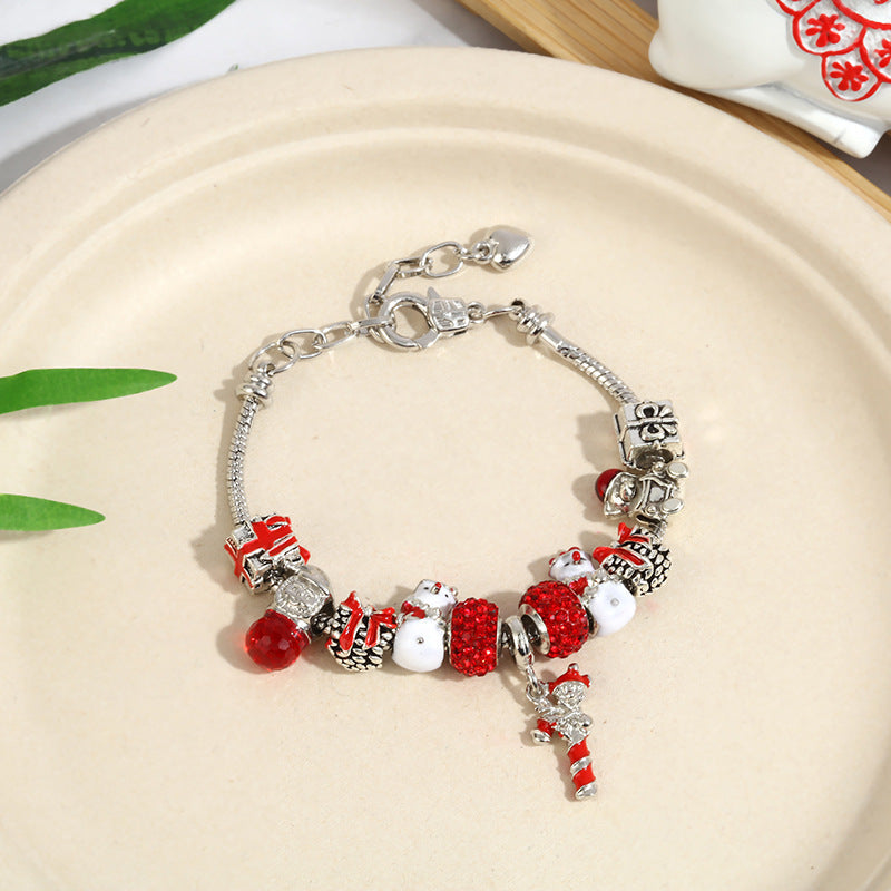 Crystal Charm Beaded Bracelet ✨ Kids’ & Girls’ Halloween Jewelry – Fun Snake Bone Design