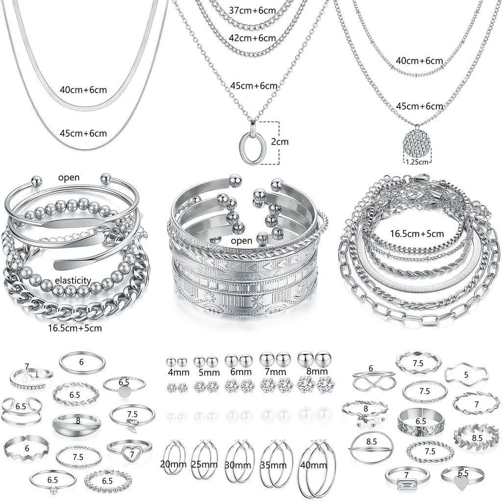 68-Piece Gold Jewelry Set for Women – Necklaces, Bracelets, Earrings & Rings