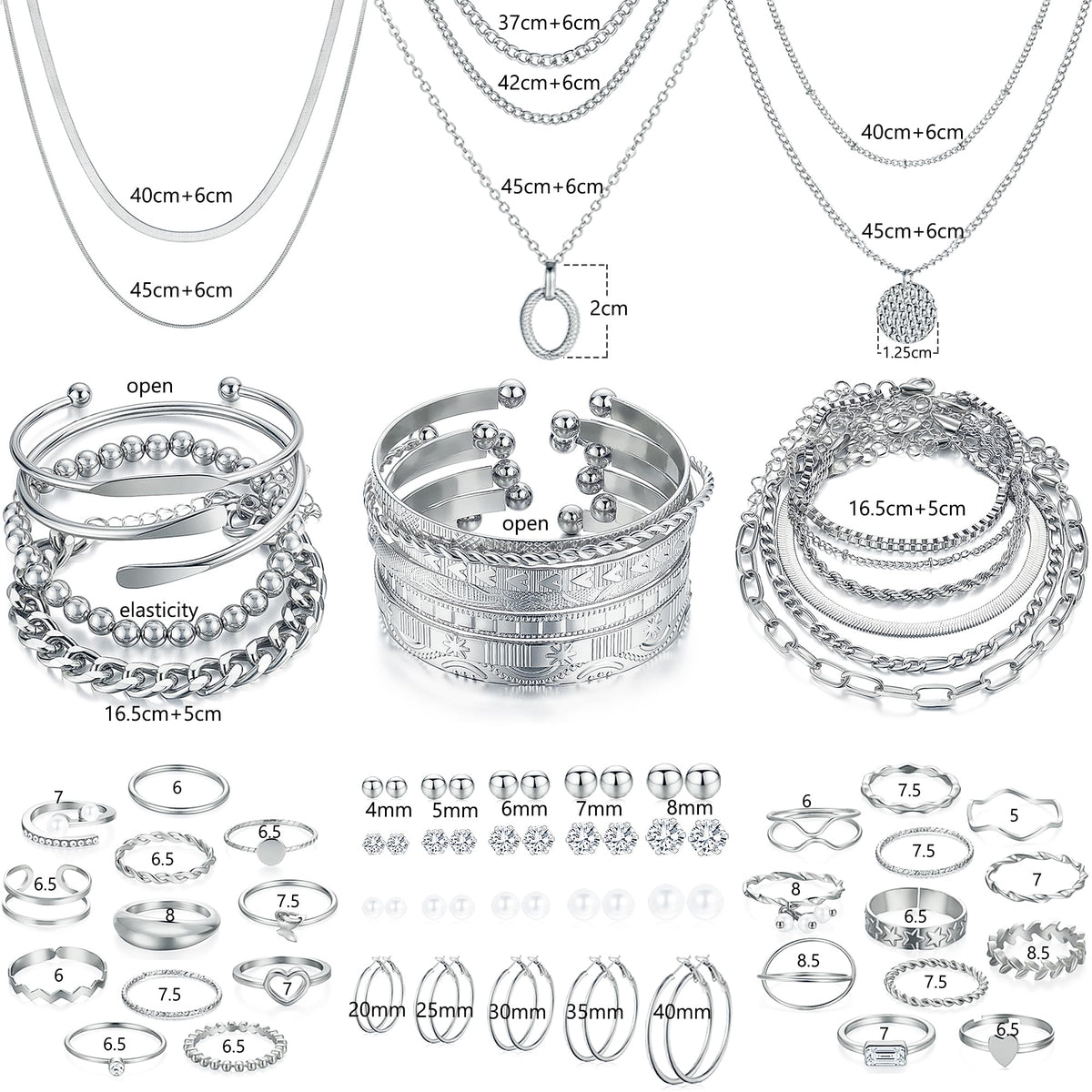 68-Piece Gold Jewelry Set for Women – Necklaces, Bracelets, Earrings & Rings