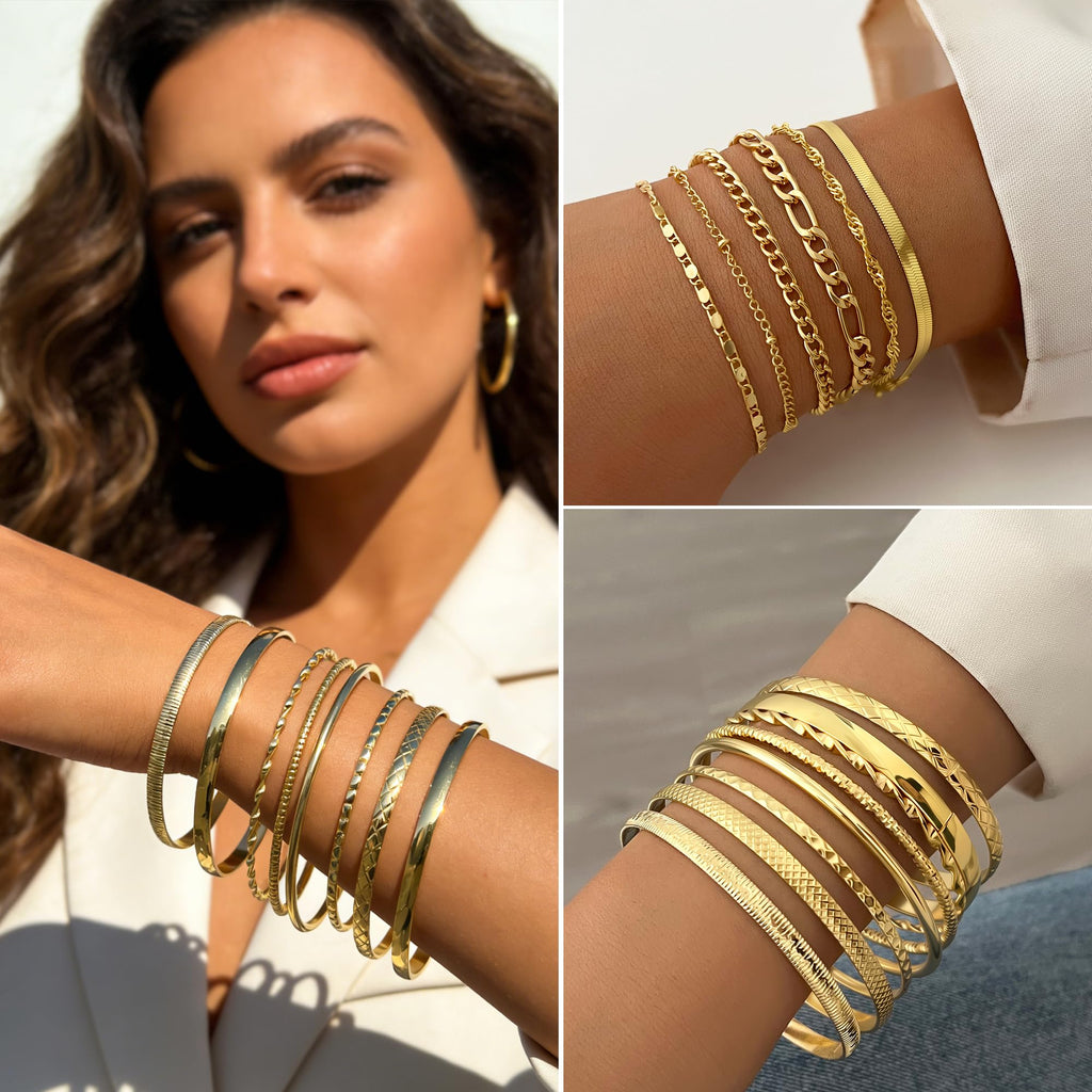 68-Piece Gold Jewelry Set for Women – Necklaces, Bracelets, Earrings & Rings