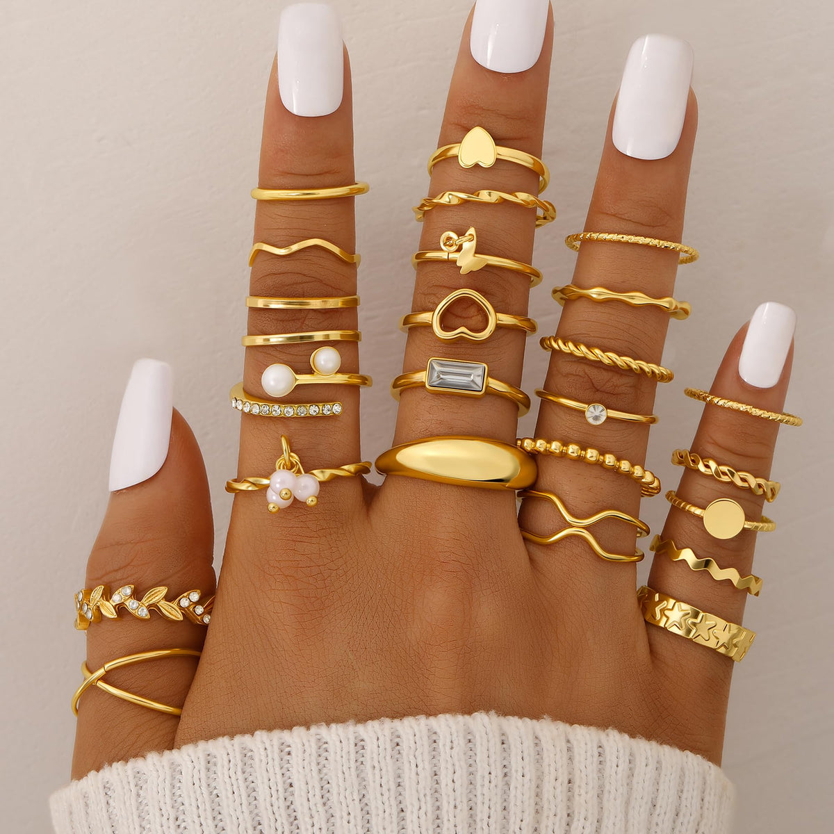 68-Piece Gold Jewelry Set for Women – Necklaces, Bracelets, Earrings & Rings