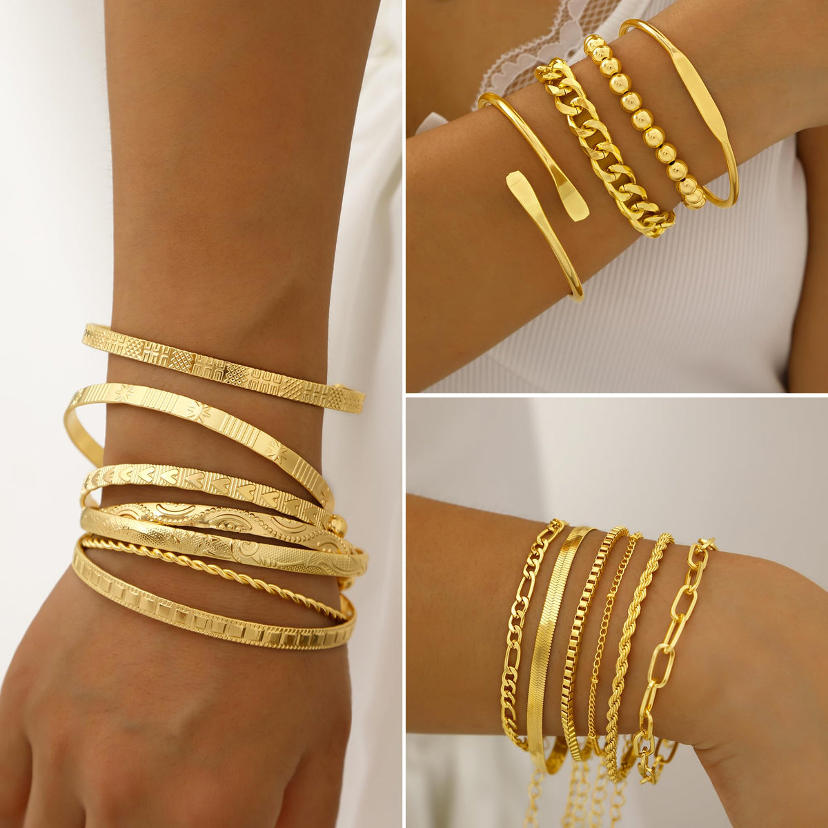 68-Piece Gold Jewelry Set for Women – Necklaces, Bracelets, Earrings & Rings