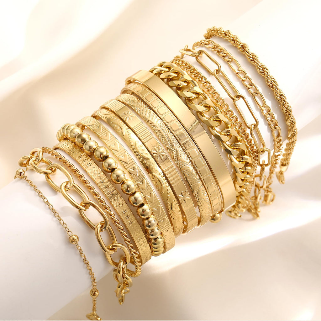 68-Piece Gold Jewelry Set for Women – Necklaces, Bracelets, Earrings & Rings