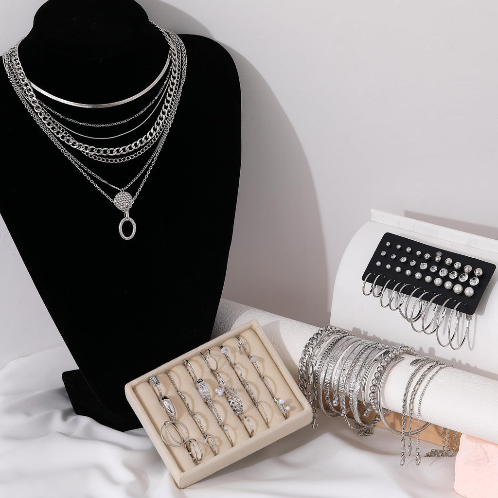 68-Piece Gold Jewelry Set for Women – Necklaces, Bracelets, Earrings & Rings