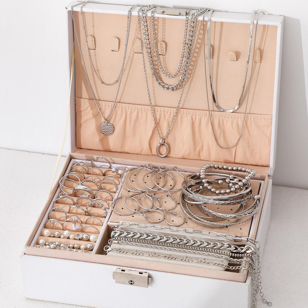 68-Piece Gold Jewelry Set for Women – Necklaces, Bracelets, Earrings & Rings