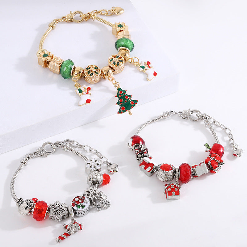 Crystal Charm Beaded Bracelet ✨ Kids’ & Girls’ Halloween Jewelry – Fun Snake Bone Design