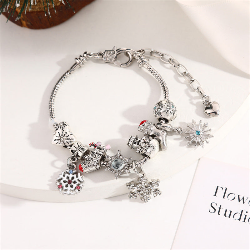 Crystal Charm Beaded Bracelet ✨ Kids’ & Girls’ Halloween Jewelry – Fun Snake Bone Design