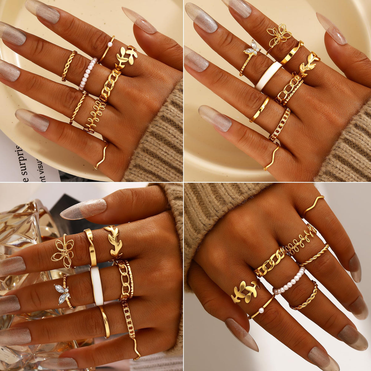 68-Piece Gold Jewelry Set for Women – Necklaces, Bracelets, Earrings & Rings