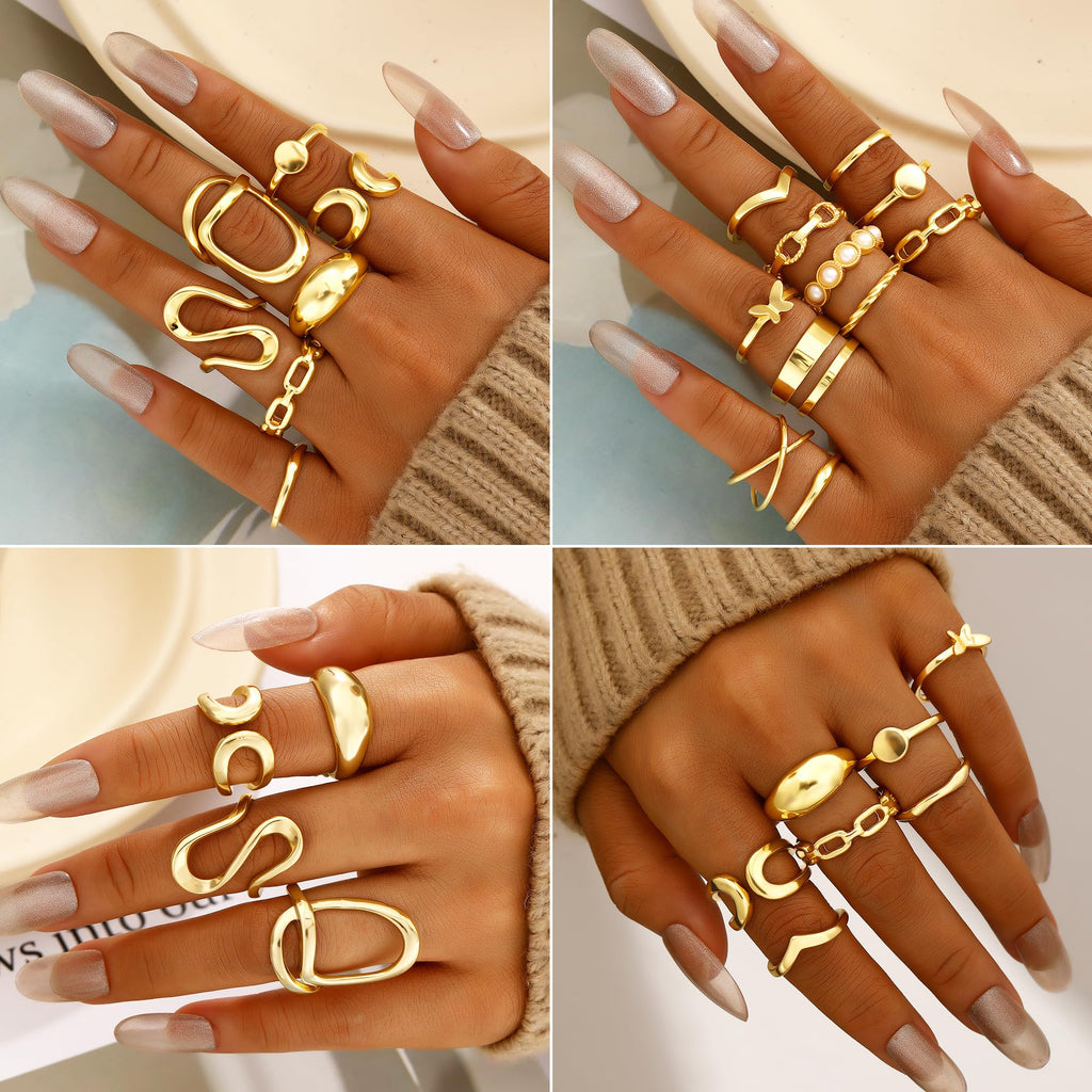 68-Piece Gold Jewelry Set for Women – Necklaces, Bracelets, Earrings & Rings