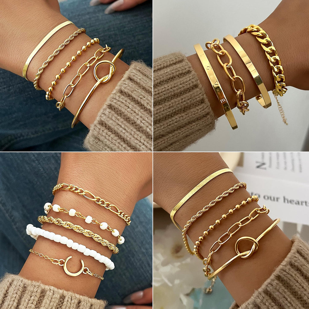 68-Piece Gold Jewelry Set for Women – Necklaces, Bracelets, Earrings & Rings
