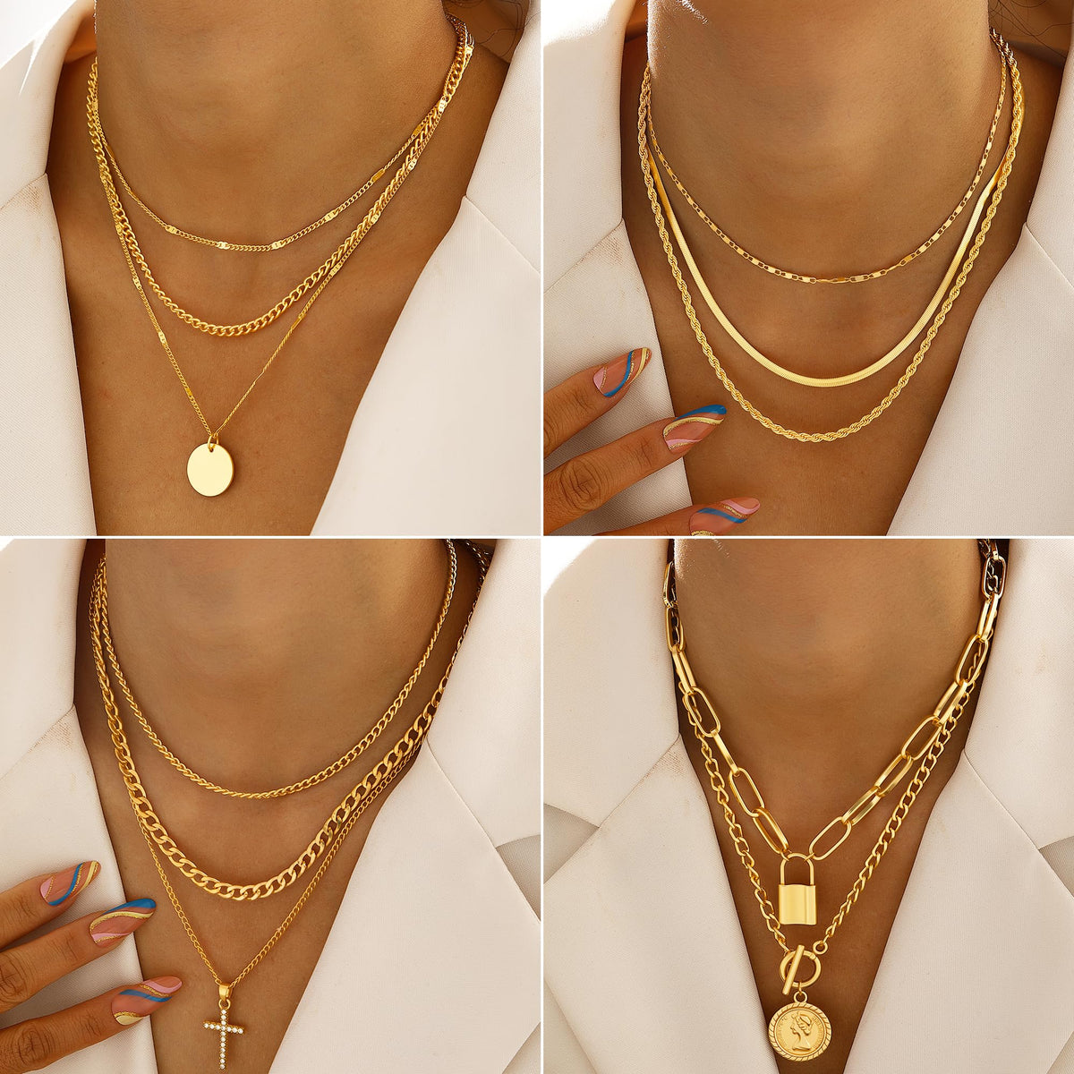 68-Piece Gold Jewelry Set for Women – Necklaces, Bracelets, Earrings & Rings