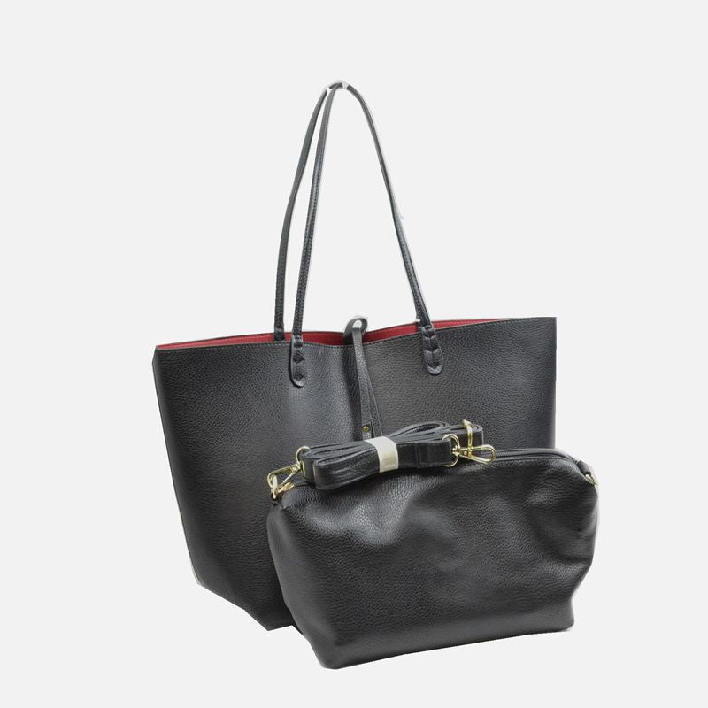 Women’s Reversible Vegan Leather Tote Bag – Soft Shoulder & Crossbody Handbag