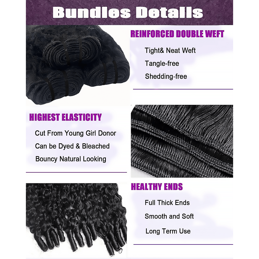 Burmese Curly Brazilian Virgin Human Hair Bundles – Natural Bounce & Soft Texture, 14–30 Inch