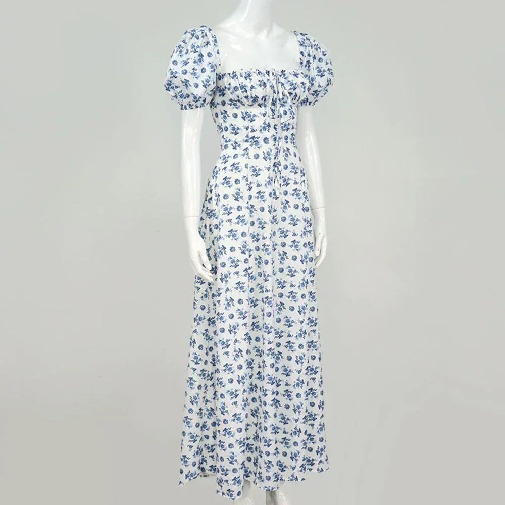 Women’s Floral Puff Sleeve Maxi Dress | Elegant Summer Dress | Sidewalk Aura