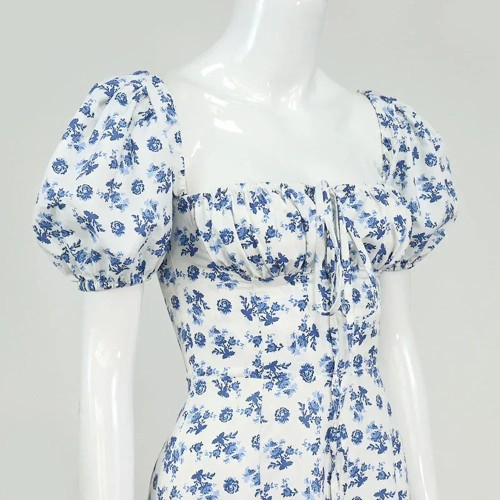 Women’s Floral Puff Sleeve Maxi Dress | Elegant Summer Dress | Sidewalk Aura