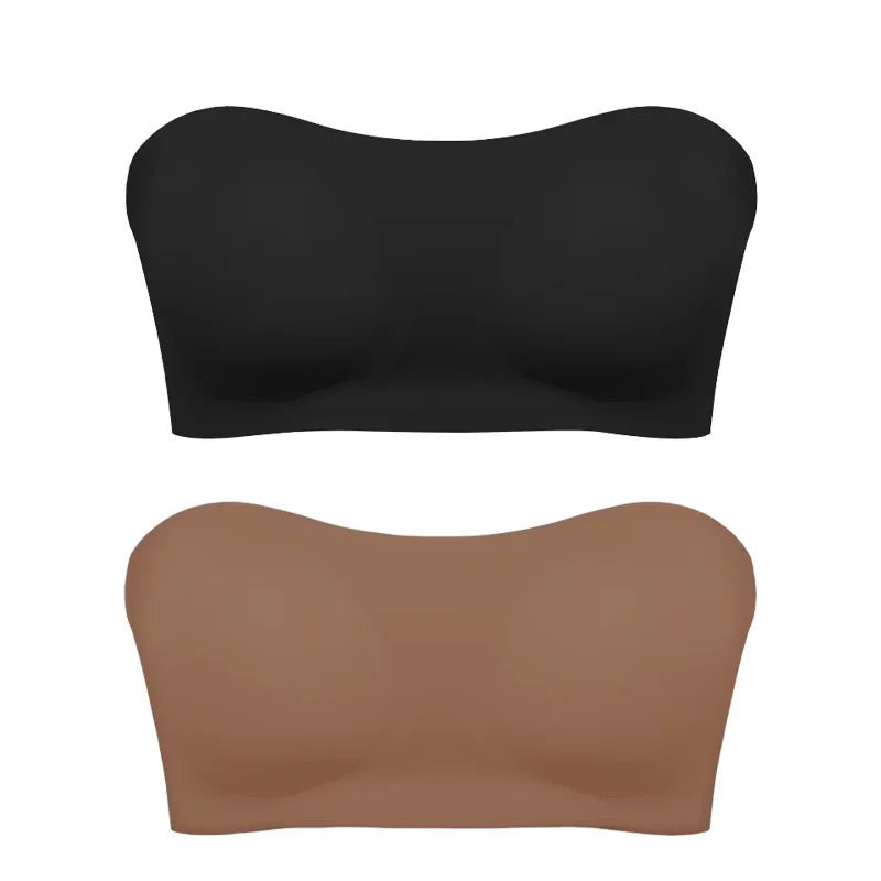 Invisible Beauty Women’s Strapless Push-Up Bra – Removable Pads, Seamless & Anti-Slip