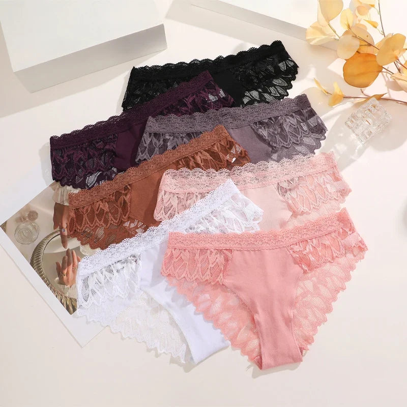 Floral Lace 3-Pack Women’s Panties – Low-Waist Breathable & Soft Briefs