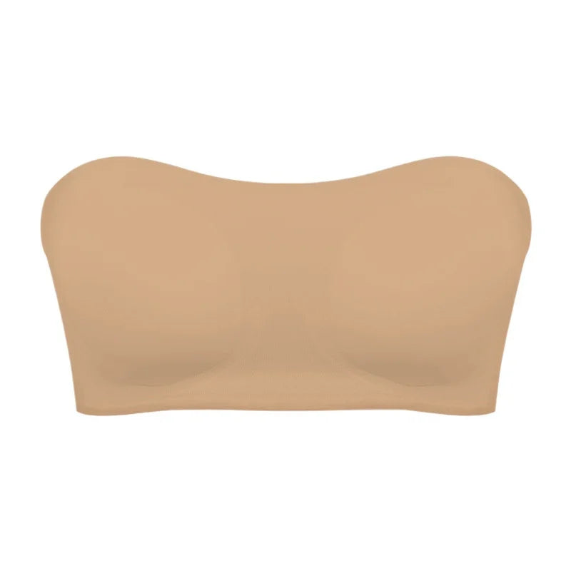 Invisible Beauty Women’s Strapless Push-Up Bra – Removable Pads, Seamless & Anti-Slip