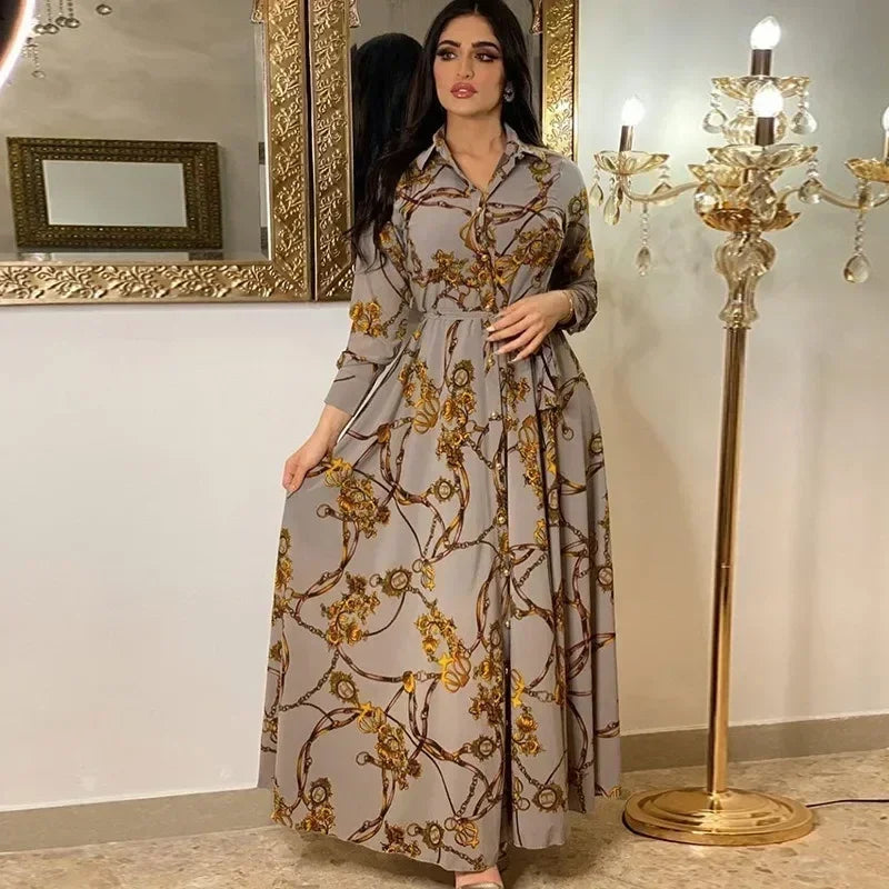 Autumn Elegance Women’s Printed Dress – Chic Long-Sleeve Casual & Fashion Dress