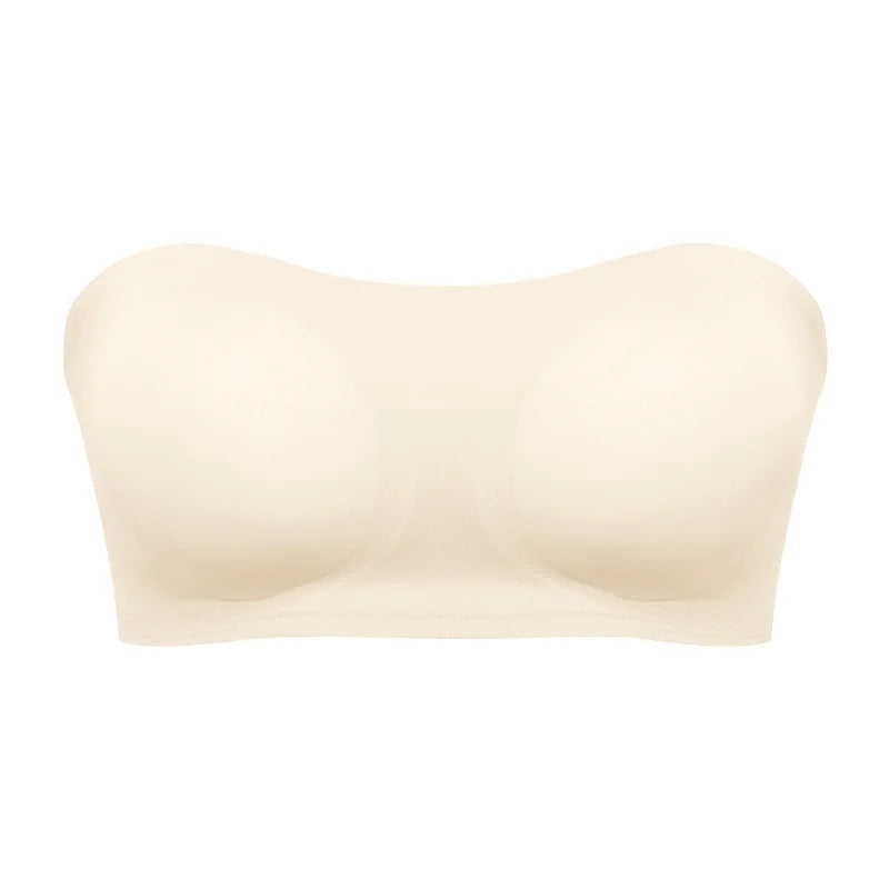 Invisible Beauty Women’s Strapless Push-Up Bra – Removable Pads, Seamless & Anti-Slip