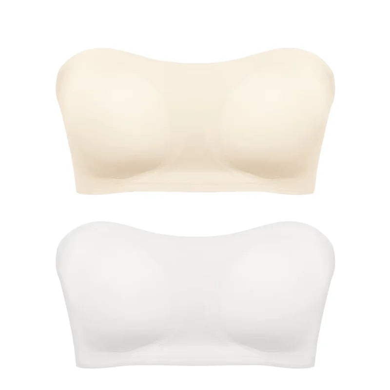 Invisible Beauty Women’s Strapless Push-Up Bra – Removable Pads, Seamless & Anti-Slip