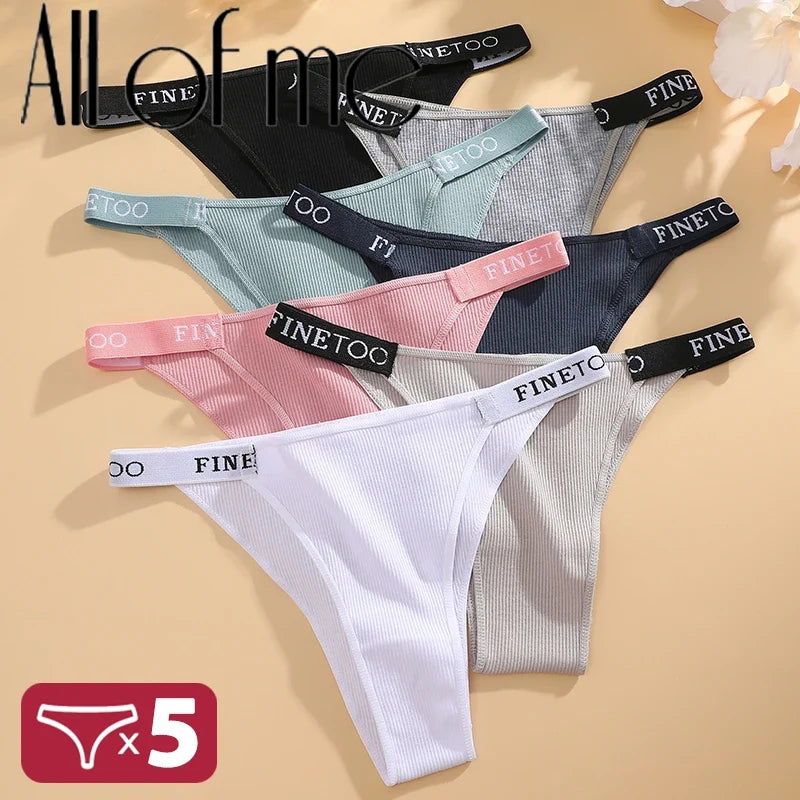 Everyday Comfort 5-Pack Women’s Cotton Panties – Low-Waist Letter Print Briefs