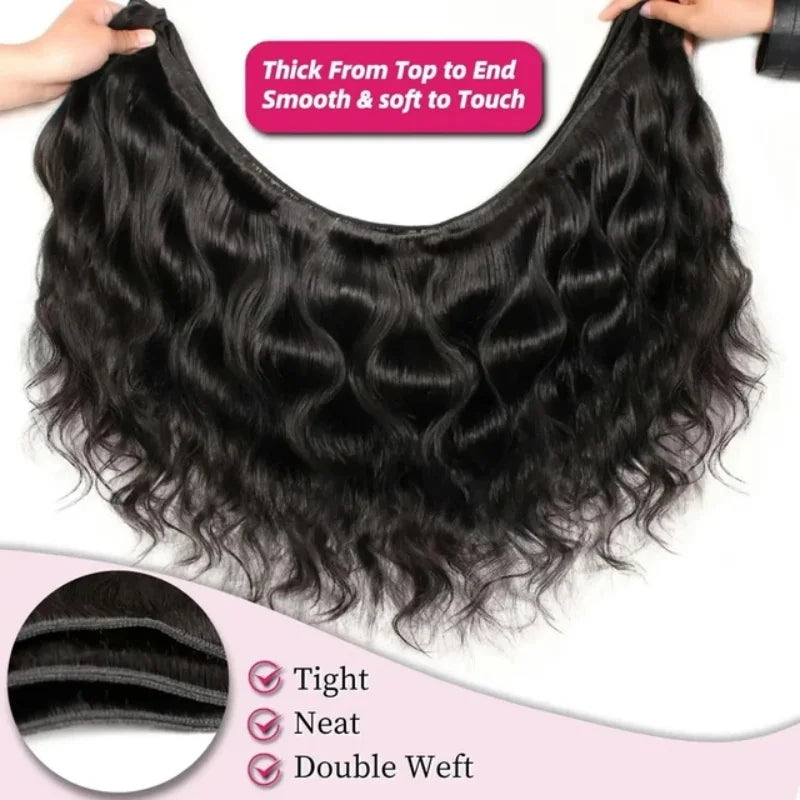 42 Inch Body Wave Brazilian Virgin Human Hair Bundles – Natural Black, Unprocessed 12A Hair Extensions