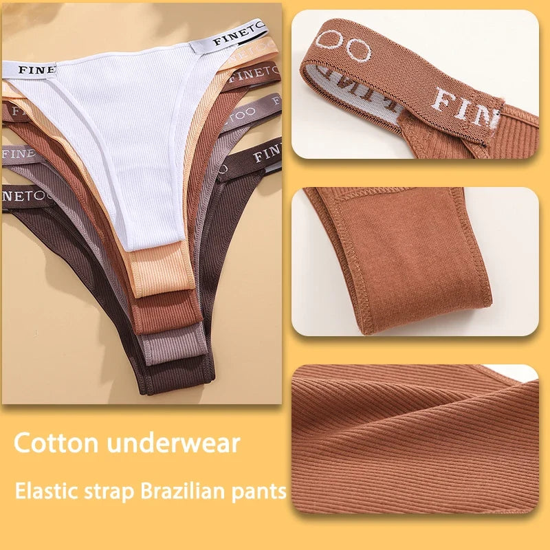 Everyday Comfort 5-Pack Women’s Cotton Panties – Low-Waist Letter Print Briefs