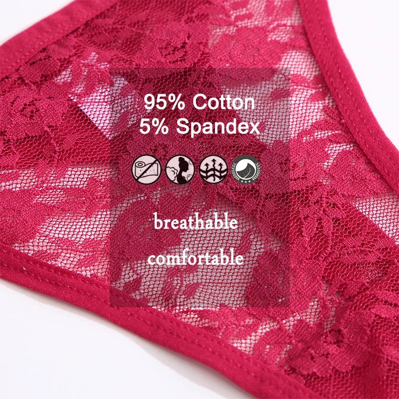 Floral Lace 5-Pack Women’s Thong Panties – Romantic G-String Lingerie Set