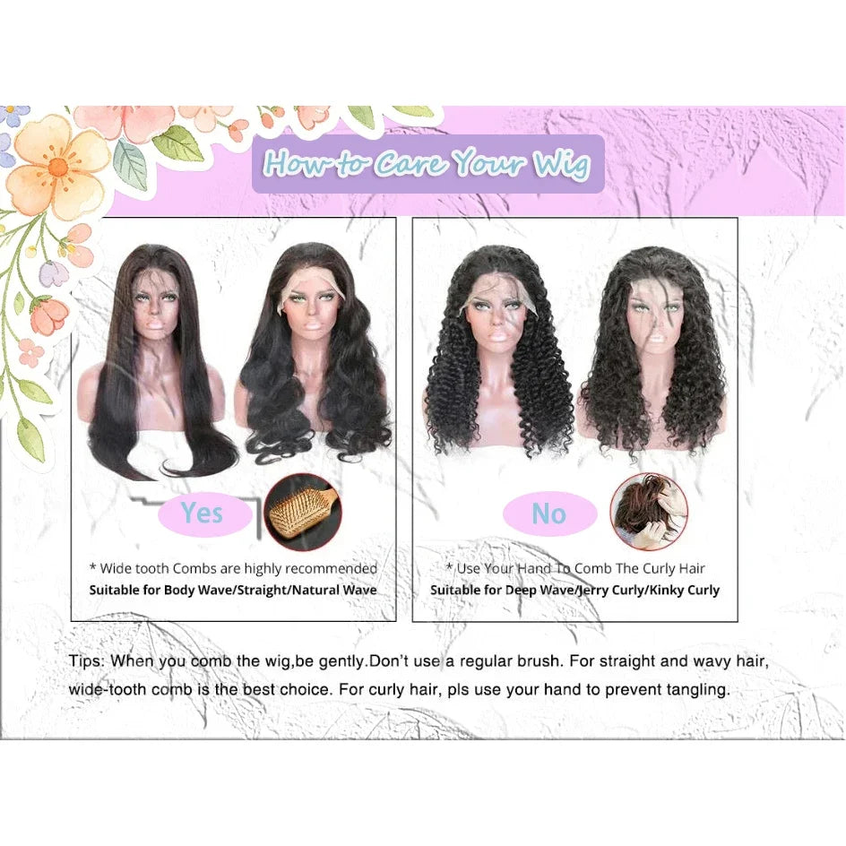 Brazilian Body Wave Human Hair Wig – HD Lace, 180%–200% Density, 16–40 Inch