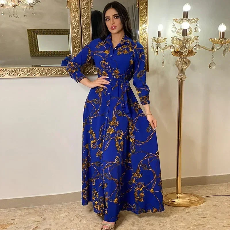 Autumn Elegance Women’s Printed Dress – Chic Long-Sleeve Casual & Fashion Dress