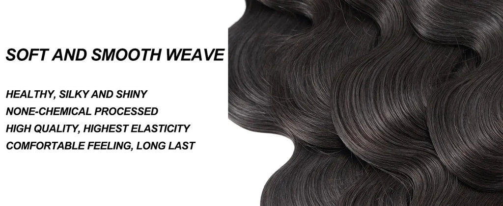 42 Inch Body Wave Brazilian Virgin Human Hair Bundles – Natural Black, Unprocessed 12A Hair Extensions