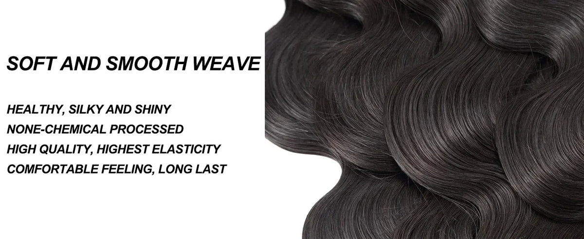 42 Inch Body Wave Brazilian Virgin Human Hair Bundles – Natural Black, Unprocessed 12A Hair Extensions