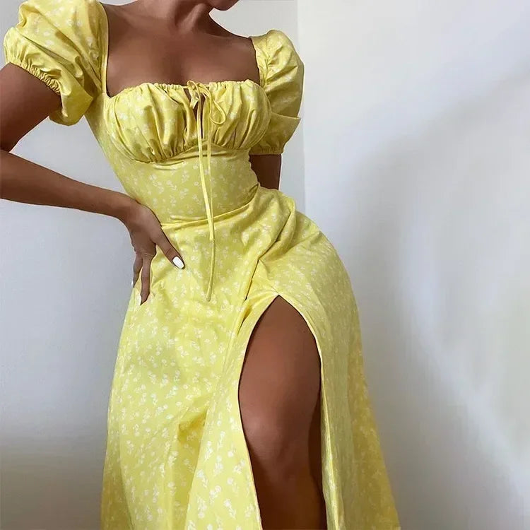 Women’s Floral Puff Sleeve Maxi Dress | Elegant Summer Dress | Sidewalk Aura