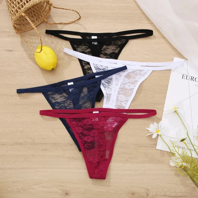 Floral Lace 5-Pack Women’s Thong Panties – Romantic G-String Lingerie Set