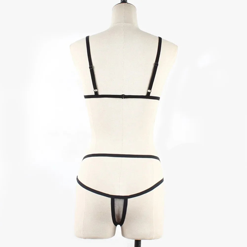 Women’s Sheer Mesh Lingerie Set – Wireless See-Through Bra & Matching Panty, Lightweight 2-Piece Set