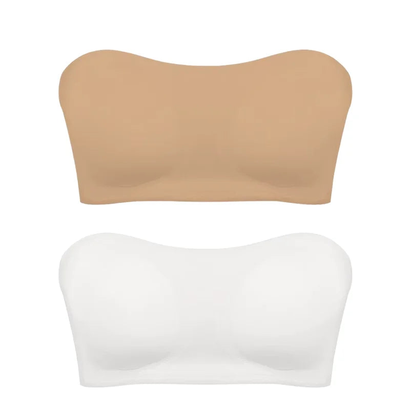 Invisible Beauty Women’s Strapless Push-Up Bra – Removable Pads, Seamless & Anti-Slip