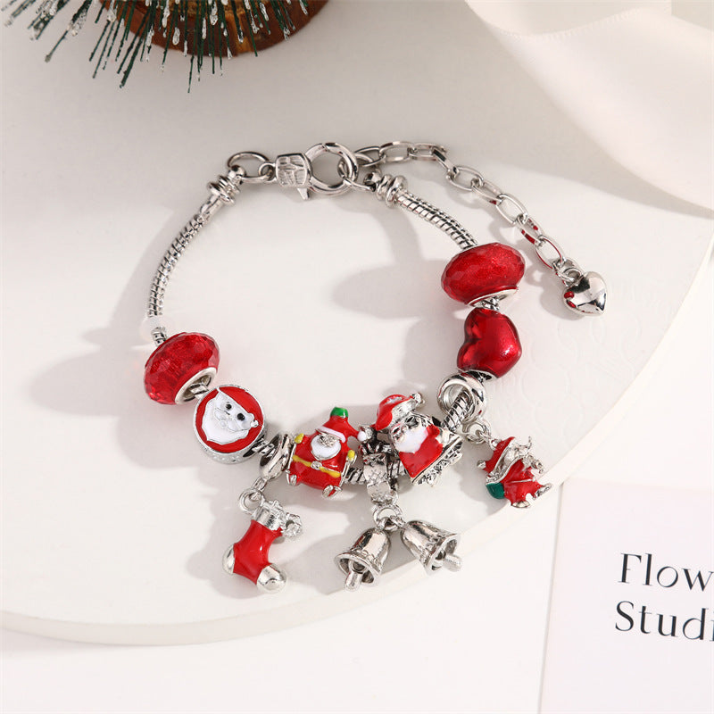 Crystal Charm Beaded Bracelet ✨ Kids’ & Girls’ Halloween Jewelry – Fun Snake Bone Design